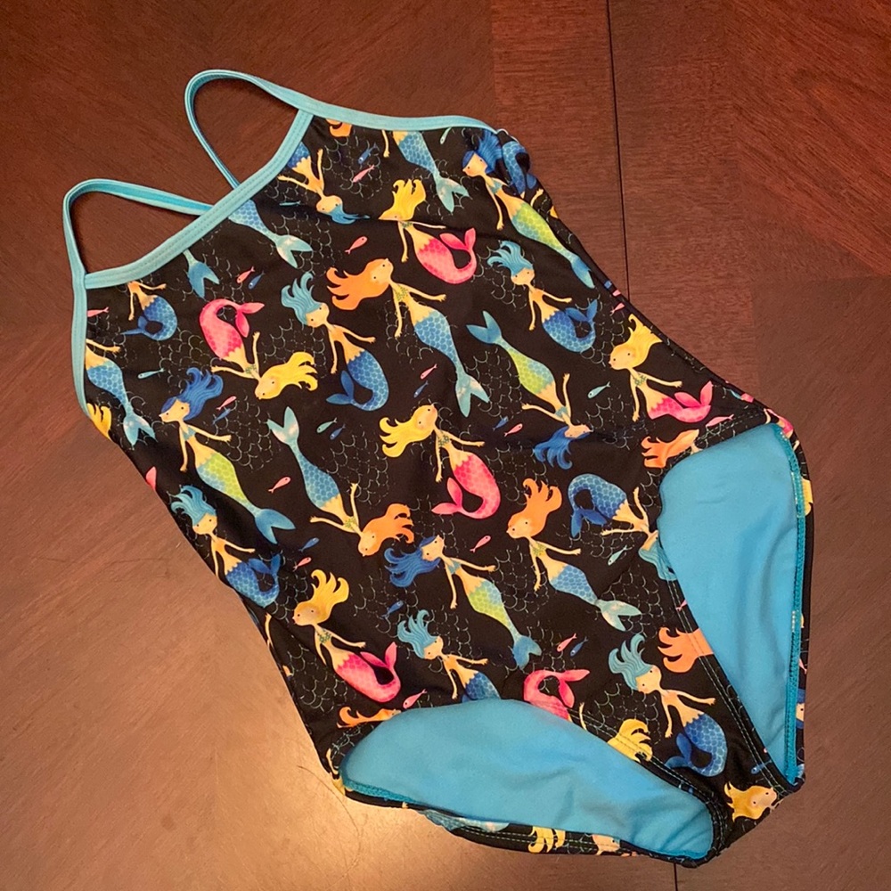 Wonder Nation Girls Mermaid One Piece Swimsuit M 7-8